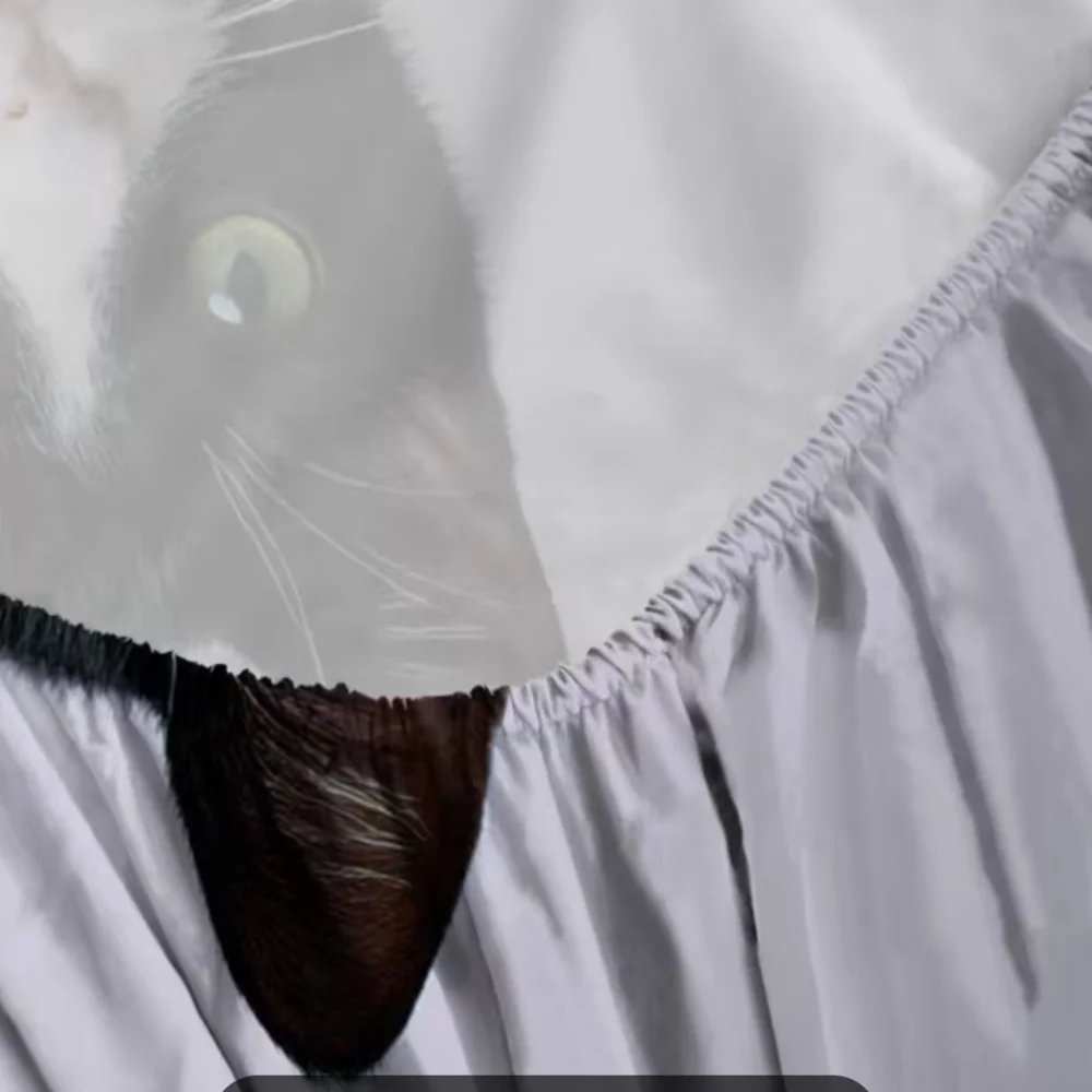 Black and White Cat Print Fitted Sheet 2 Pillow Cases
